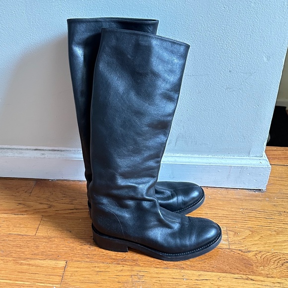 Riding boots in black leather 37.5 7.5 tall leather boot